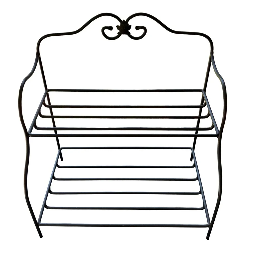Longaberger Foundry Collection Black Wrought Iron 2 Tier Rack Shelf Stand